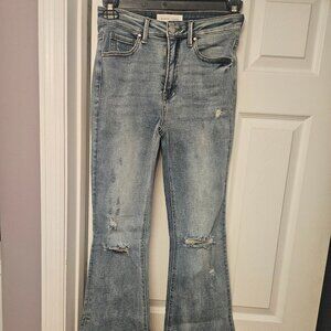 Risen Jeans Distressed Shadow Hem Flare NWOT Size 5/27